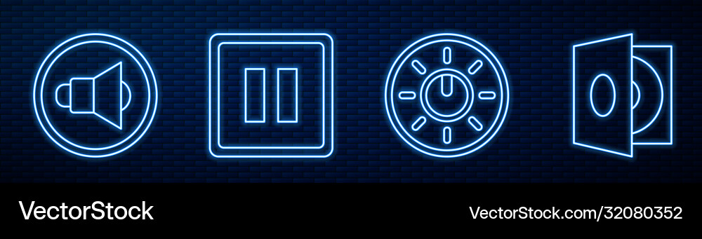 Set line dial knob level technology settings Vector Image