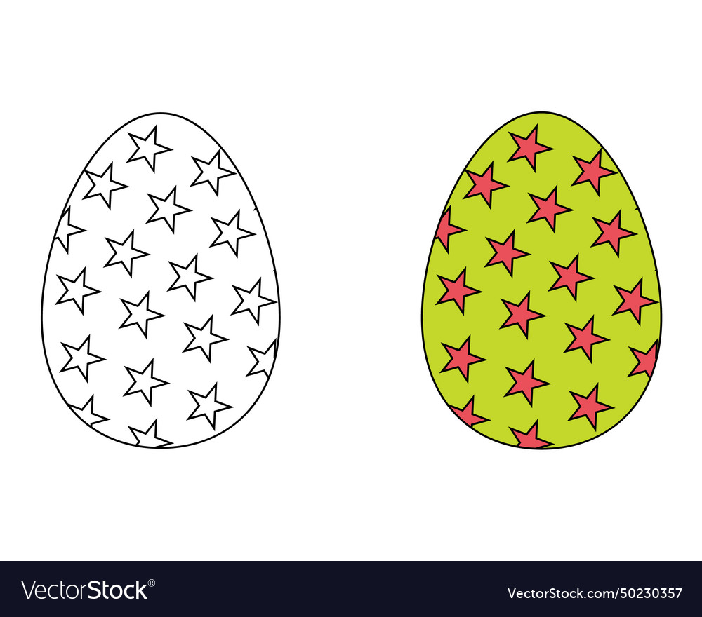 A set of two easter eggs colored black and white Vector Image