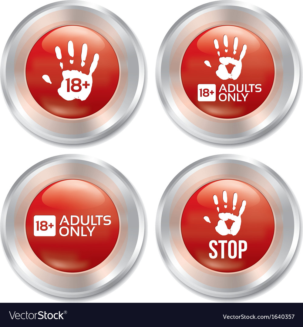 Adults only button set age limit stickers Vector Image