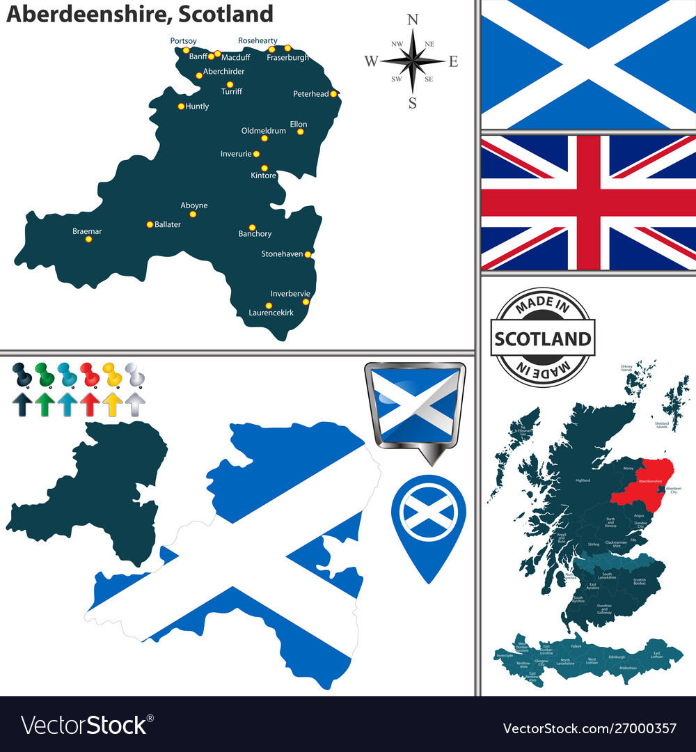 Map Aberdeenshire Scotland Royalty Free Vector Image