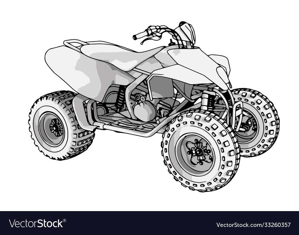 Quad bike atv drawing on a white background