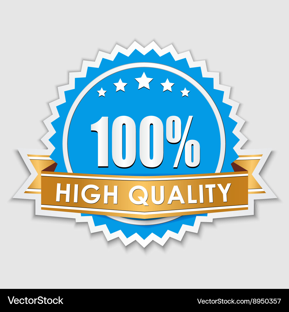 Quality sticker with gold ribbon Royalty Free Vector Image