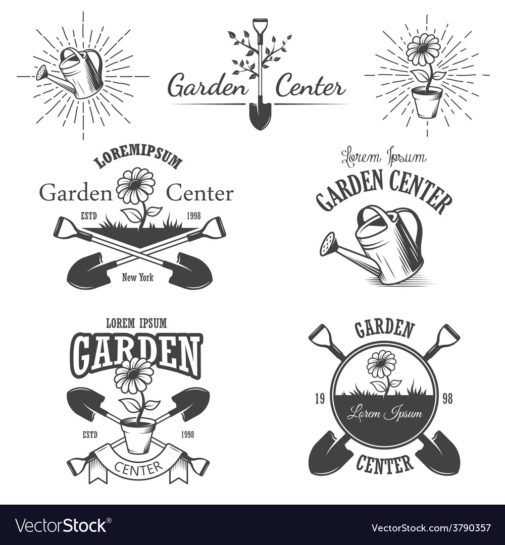 Set of vintage garden center emblems Royalty Free Vector