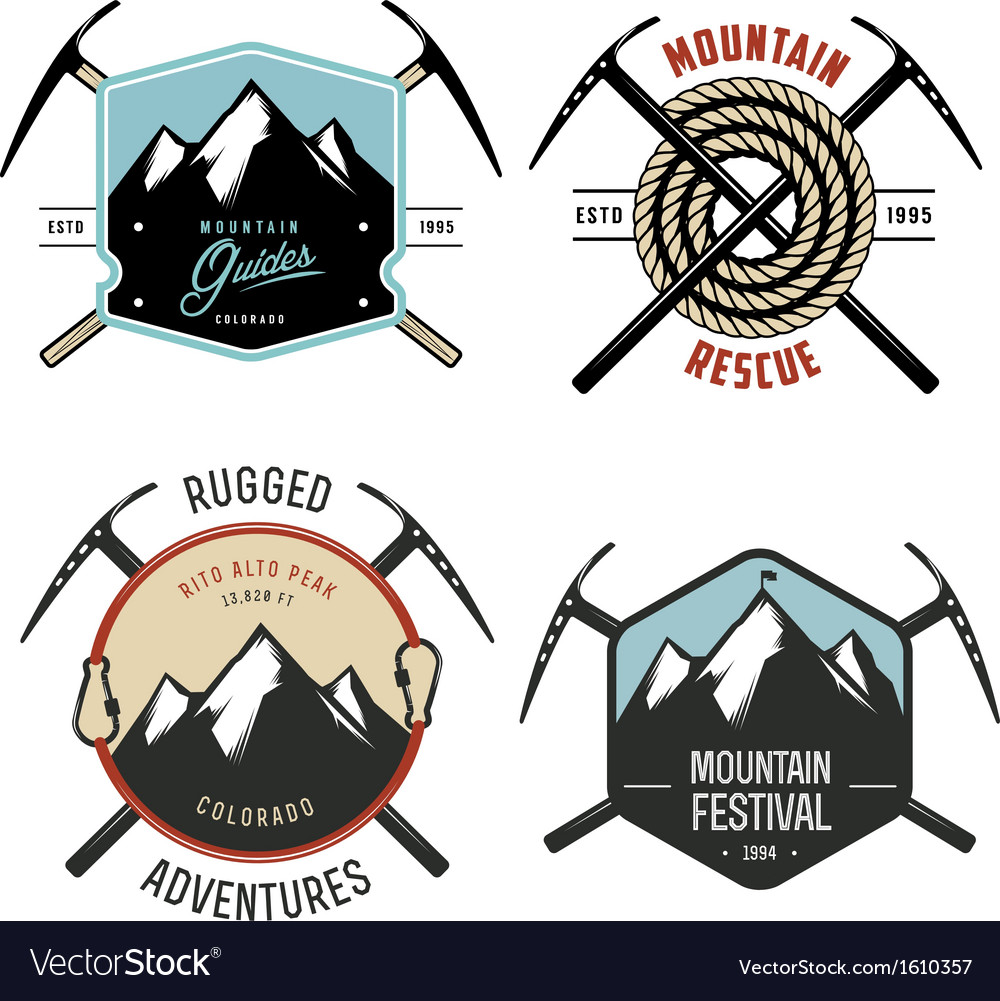 Set of vintage mountain explorer labels and badges