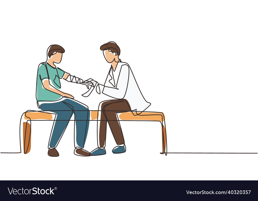 Single Continuous Line Drawing Doctor Bandages Vector Image