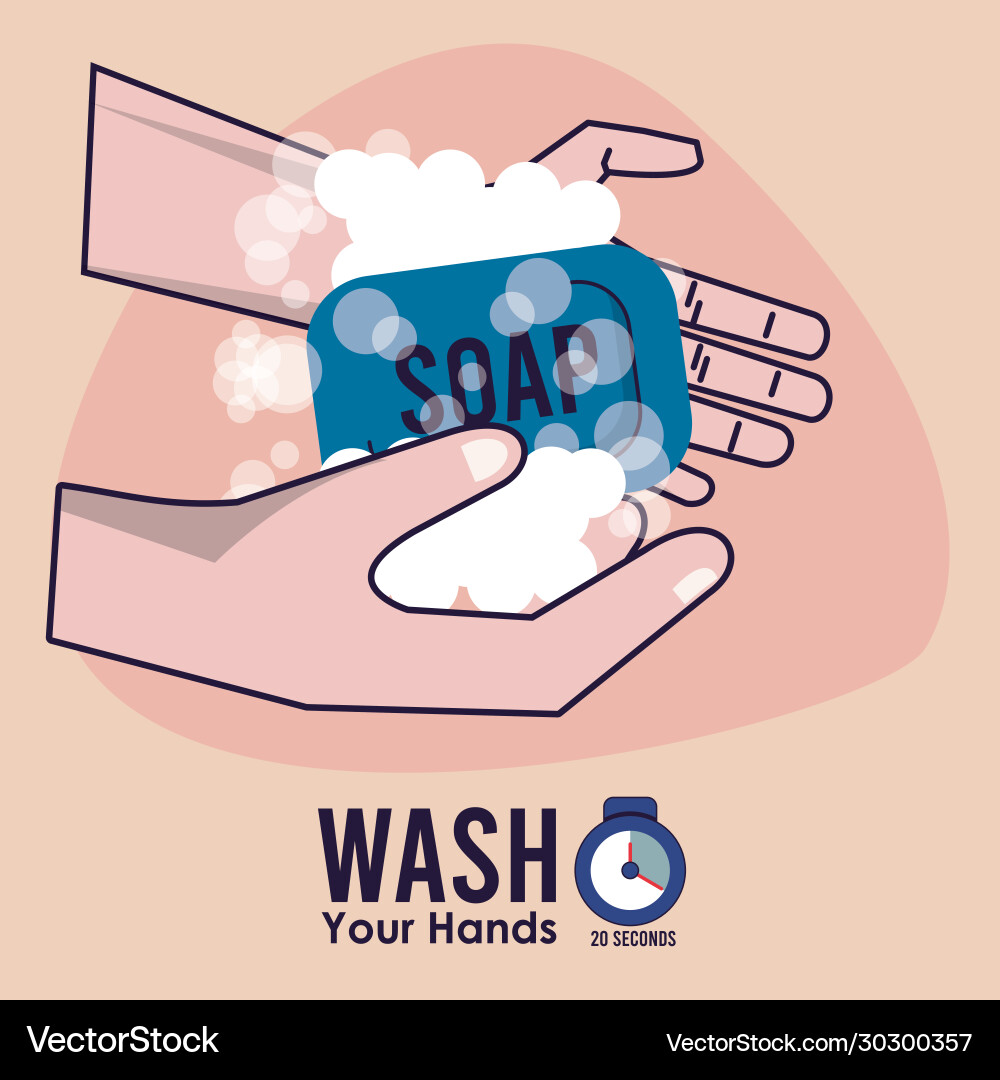 Wash your hands campaign poster with soap Vector Image