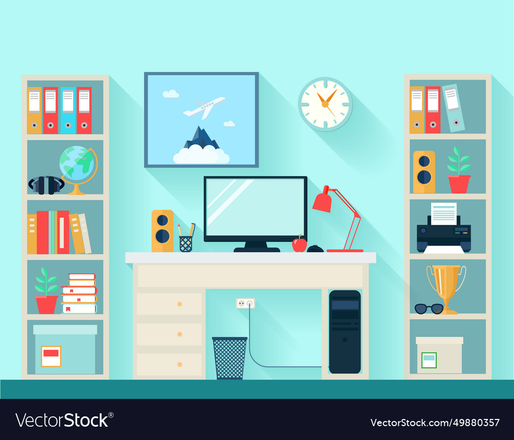 Workspace in room Royalty Free Vector Image - VectorStock