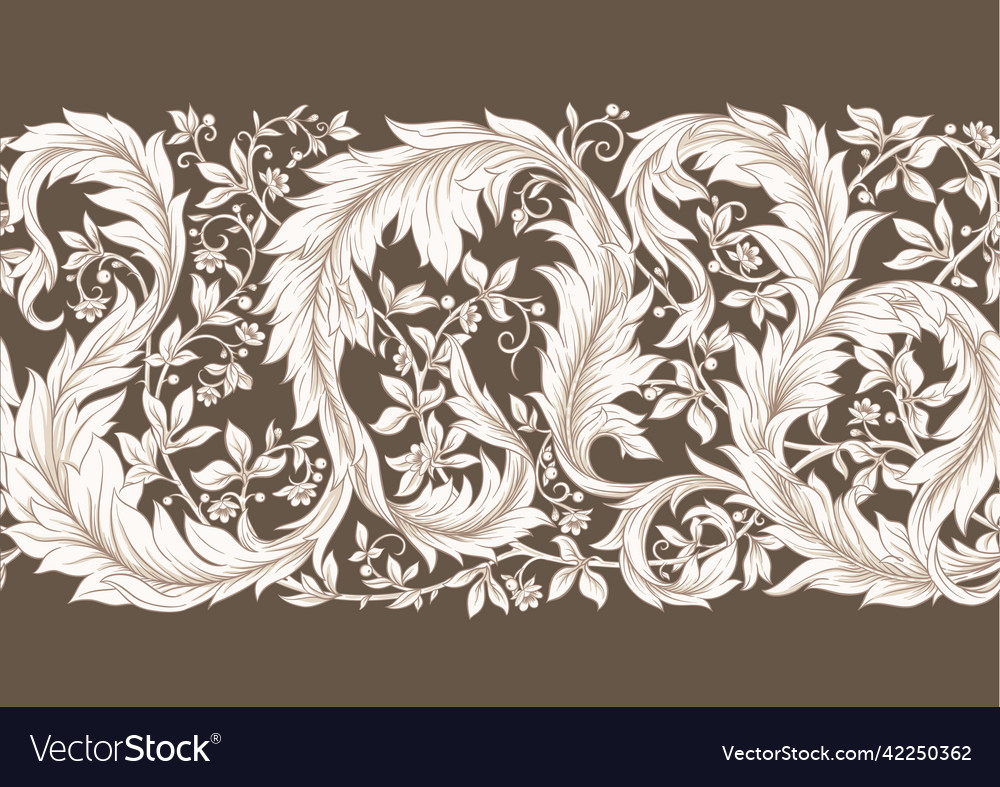 Decorative flowers and leaves in art nouveau style