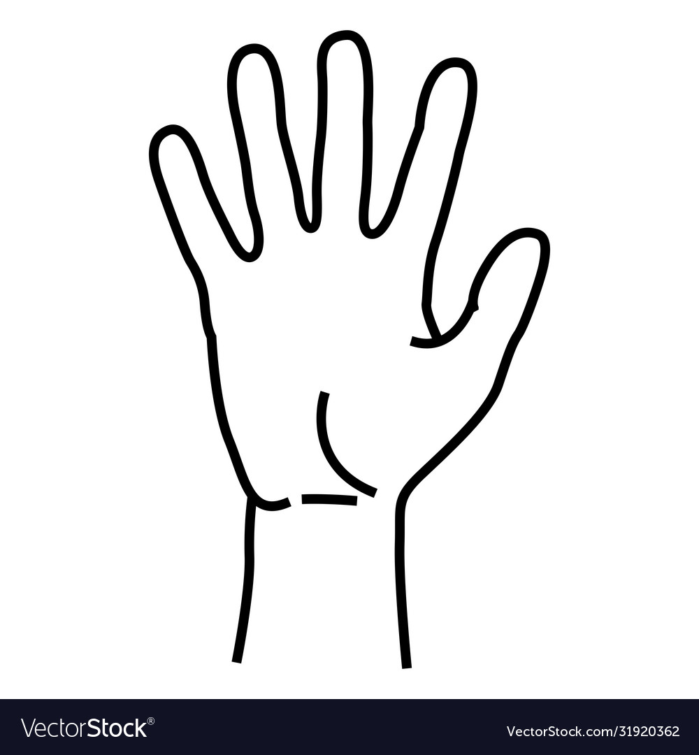 Hand palm five fingers gesture symbol in line Vector Image