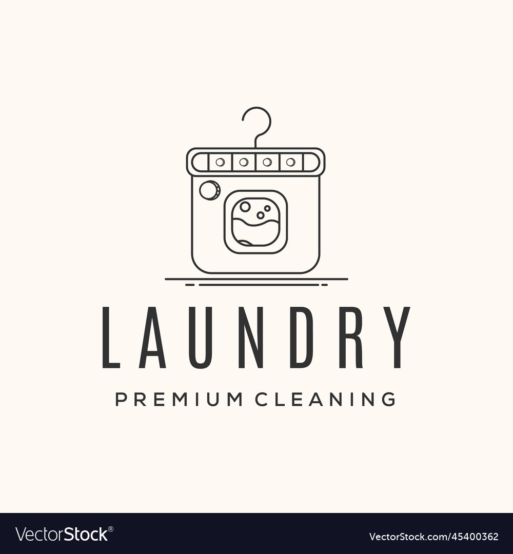 Laundry wash line art logo minimalist Royalty Free Vector