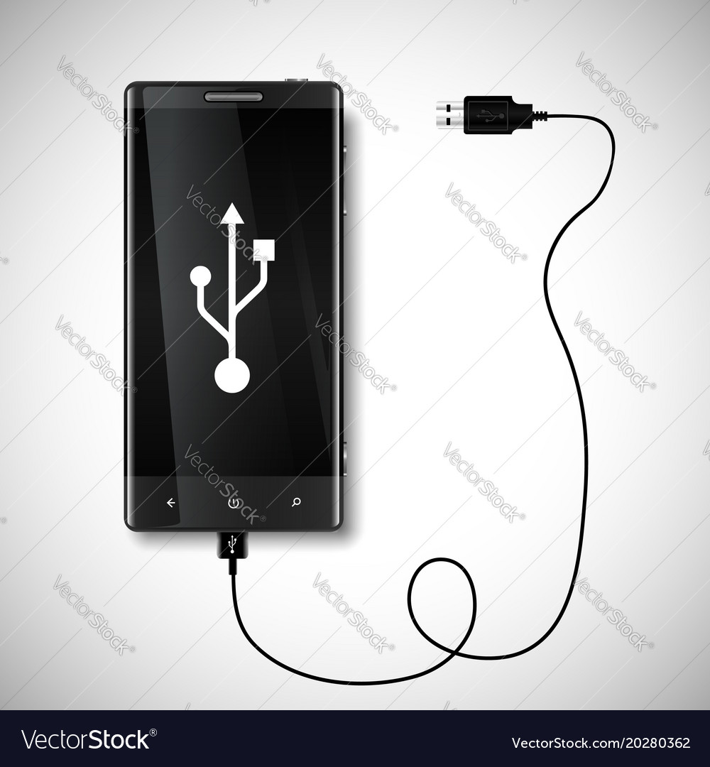 Mobile phone with usb connection Royalty Free Vector Image