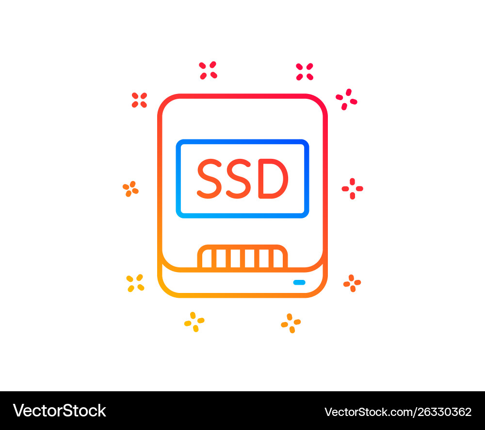 Ssd line icon computer memory component sign Vector Image