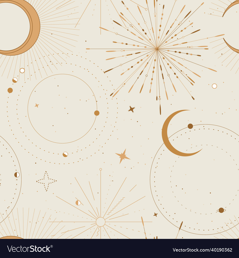 Sun and moon tarot sign seamless pattern design Vector Image