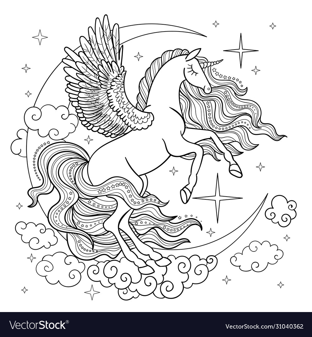 Unicorn with a long mane on background the Vector Image