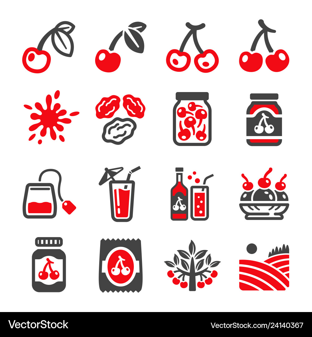 Cherry icon set Royalty Free Vector Image - VectorStock