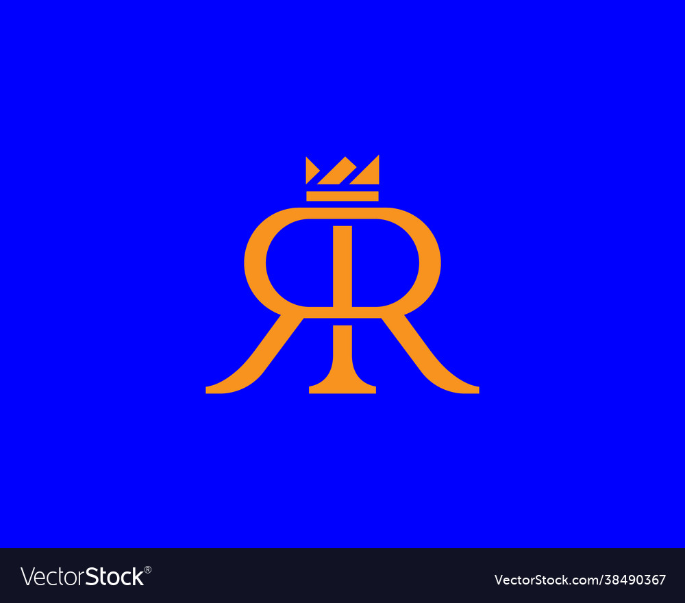 Double r with crown logo design elegant Royalty Free Vector