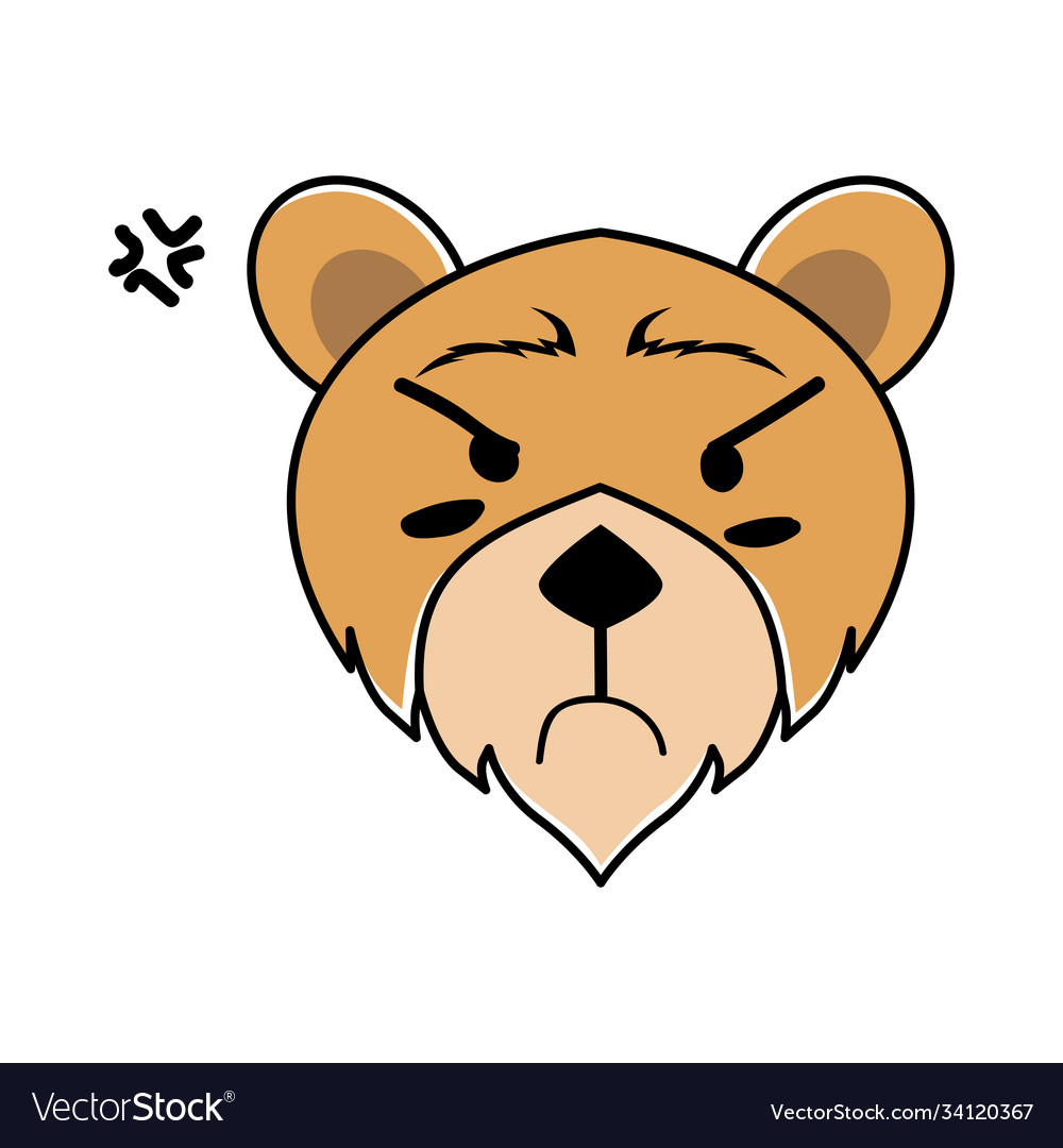 Flat type animal face expression Royalty Free Vector Image