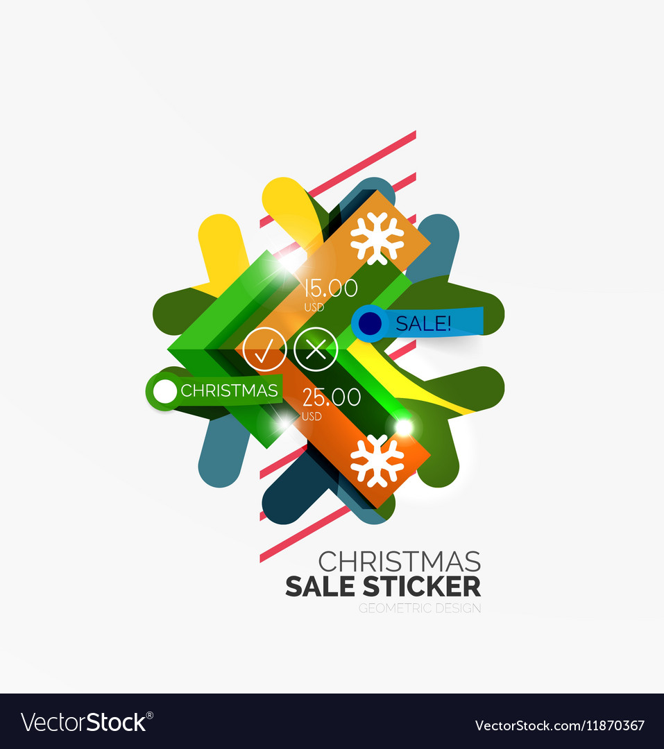 Geometric christmas sale stickers Royalty Free Vector Image