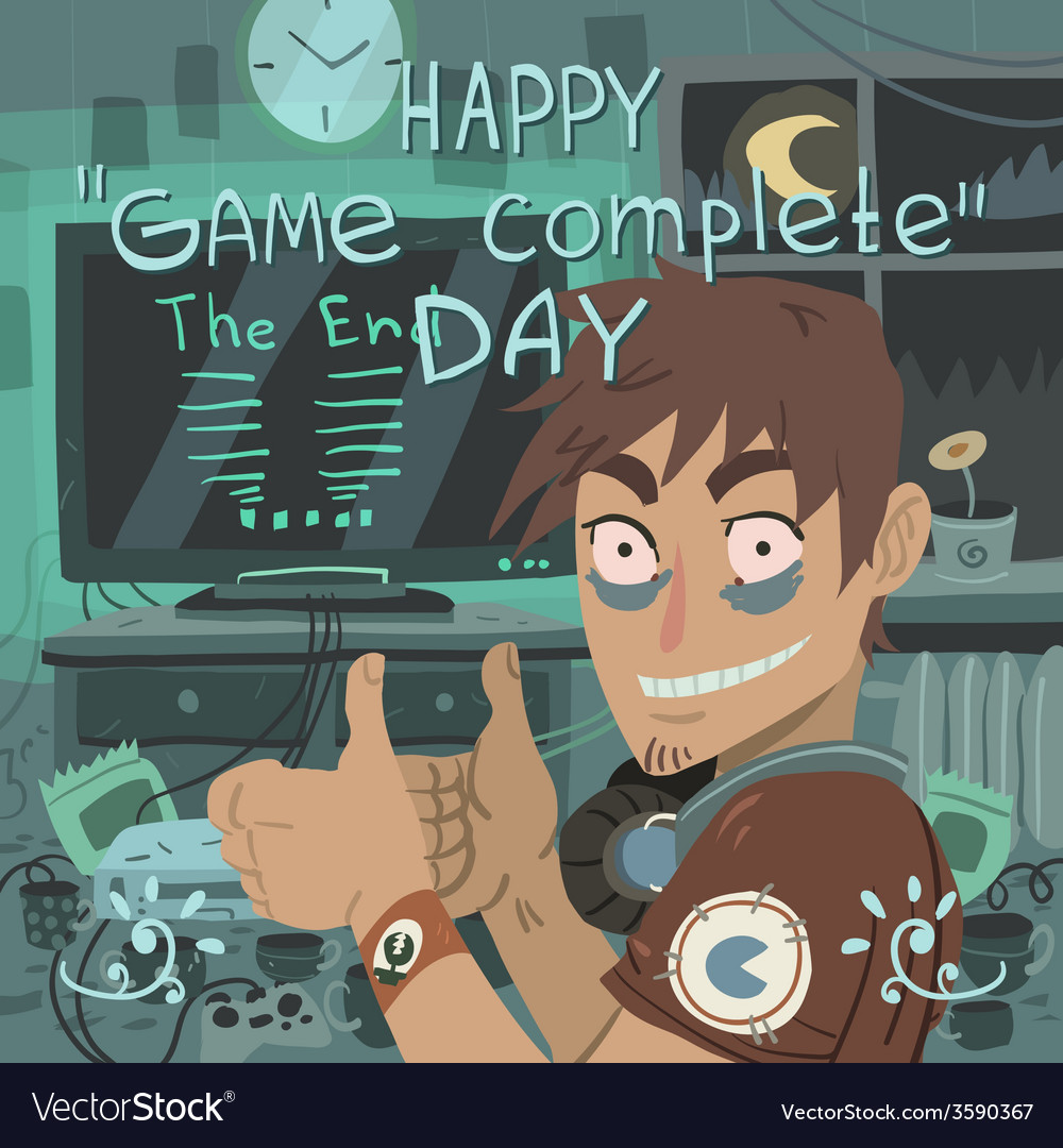 Happy game complete day greeting card