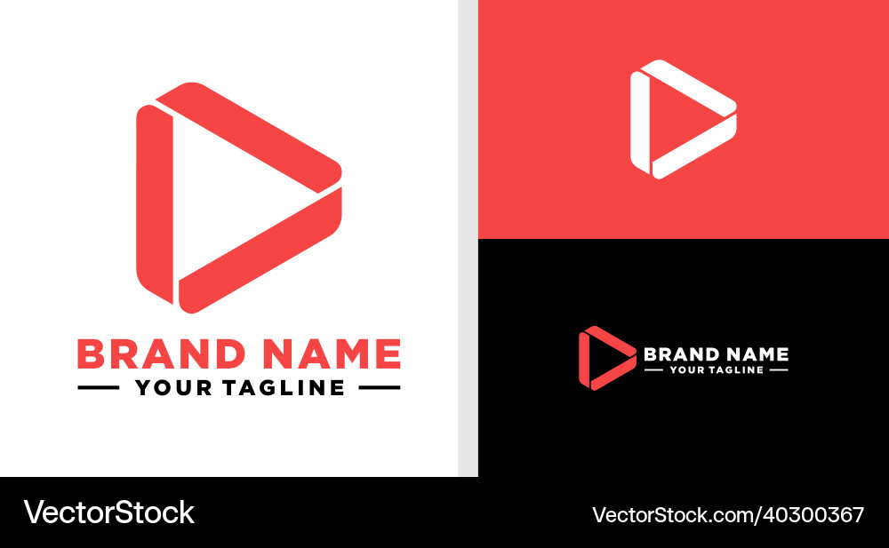 Play button logo triangle unusual editable Vector Image