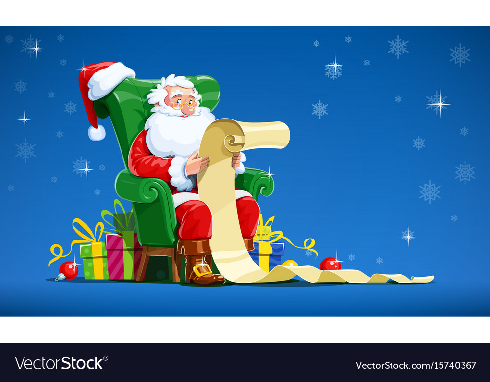 Santa claus sit in armchair Royalty Free Vector Image