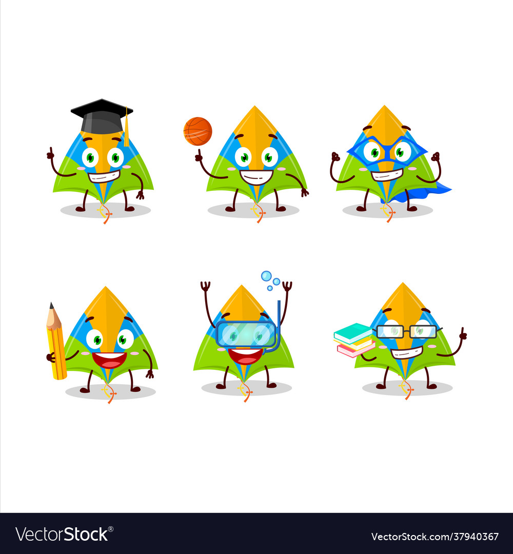 School student kite with various expressions Vector Image