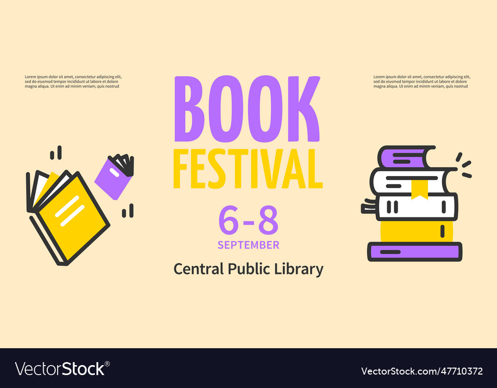 Book festival central public library horizontal Vector Image