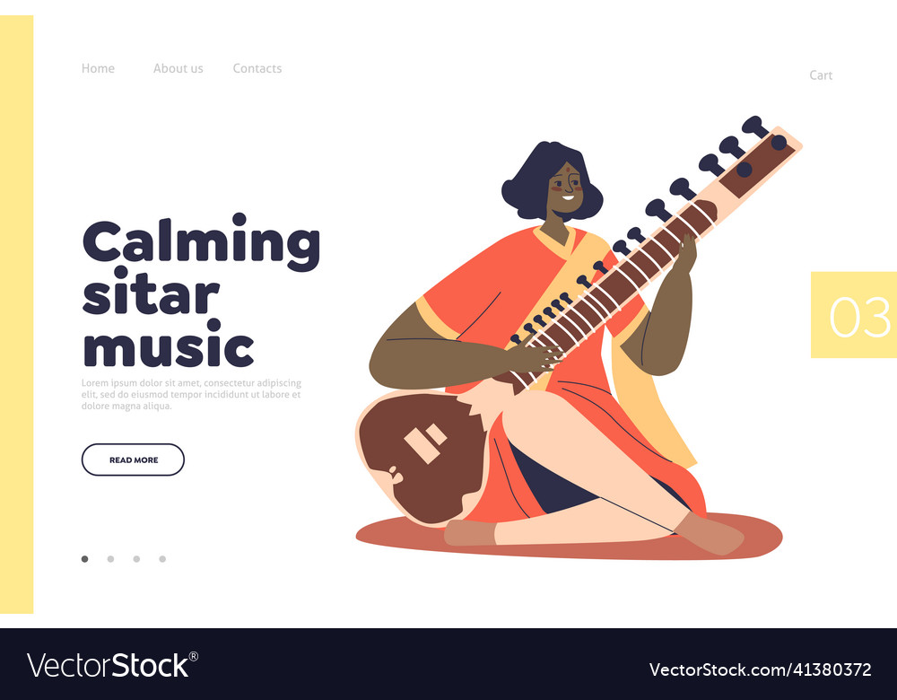 Calming sitar music concept of landing page Vector Image