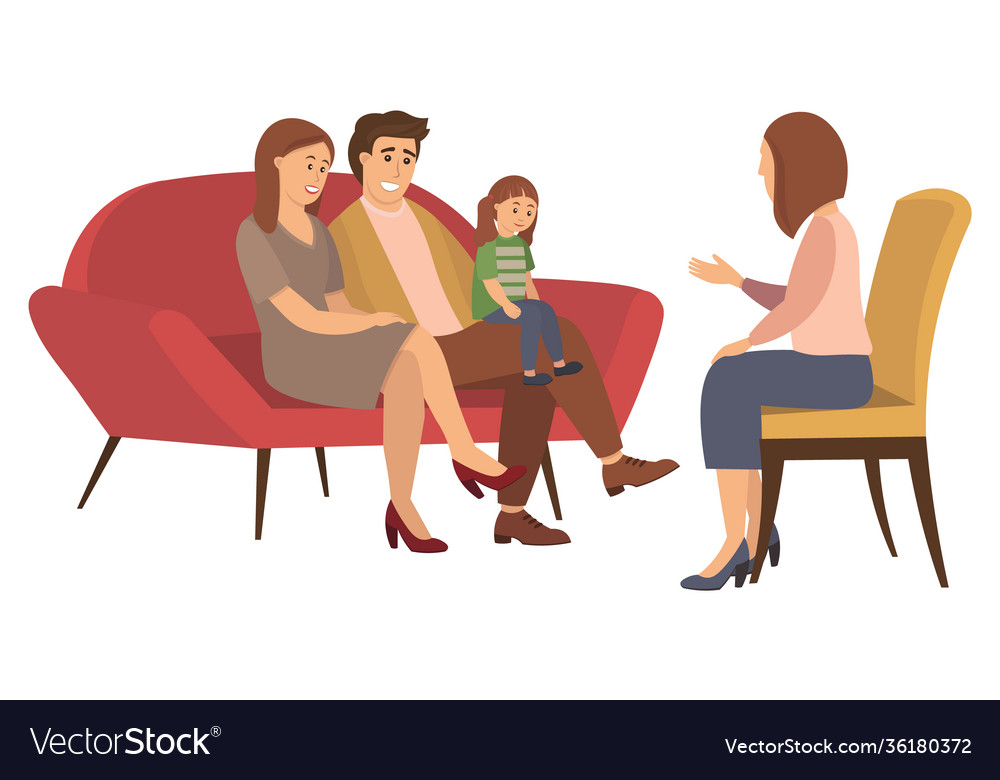 Conversation between parents child and female Vector Image