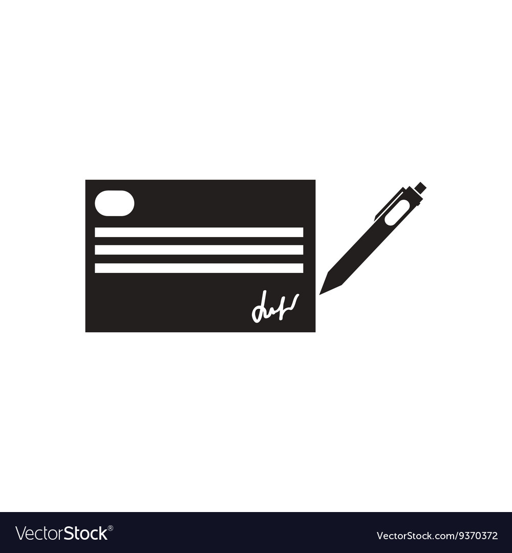 Flat icon in black and white writing a check Vector Image