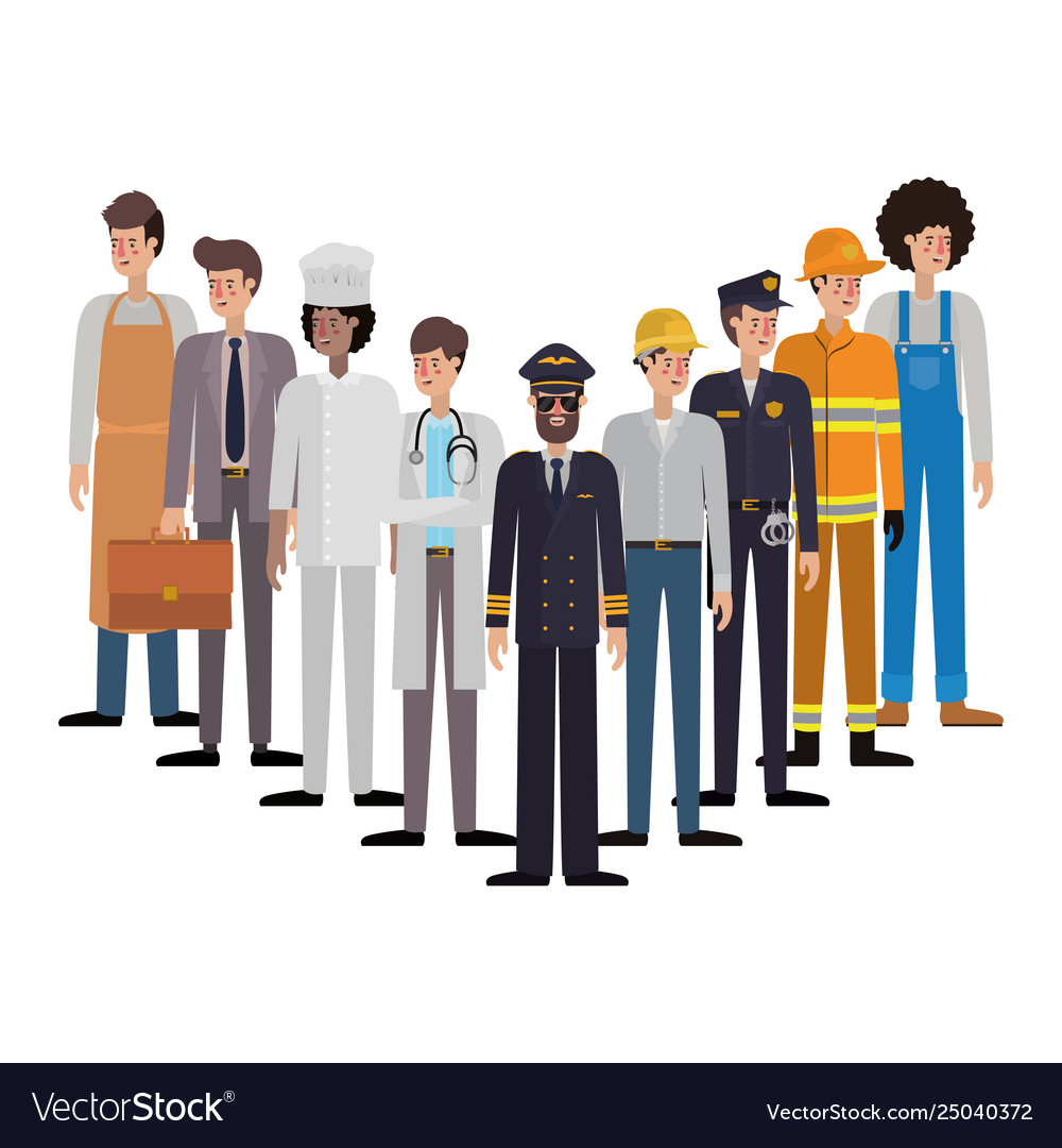 Group professionals avatar character Royalty Free Vector