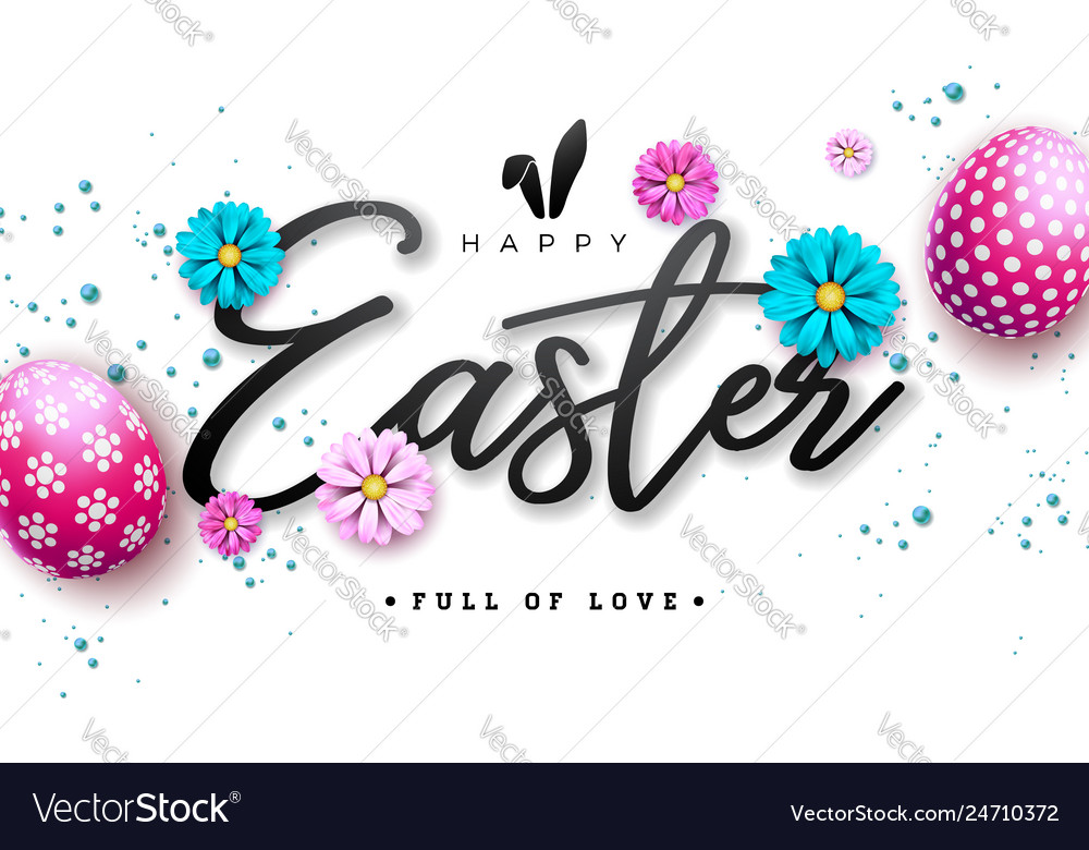 Happy easter with red painted egg and Royalty Free Vector