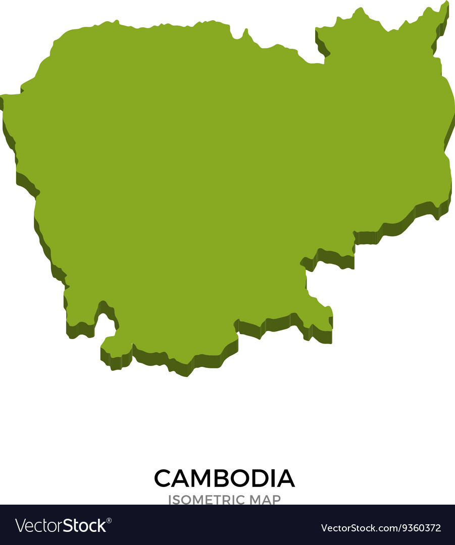 Isometric map of cambodia detailed