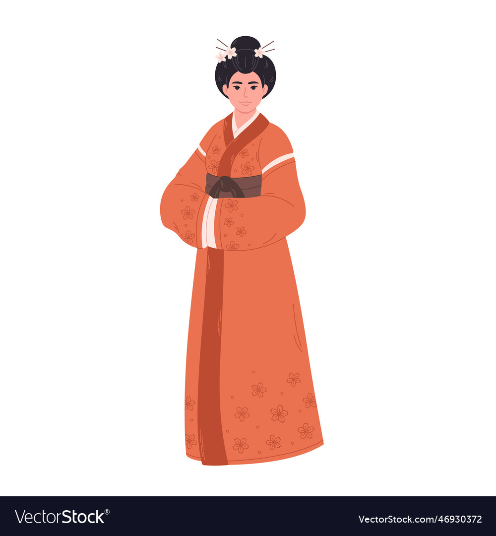 Japanese woman in traditional clothing asian Vector Image