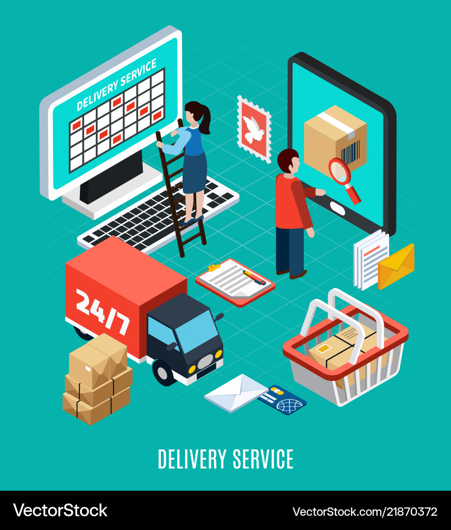 Mail isometric concept Royalty Free Vector Image