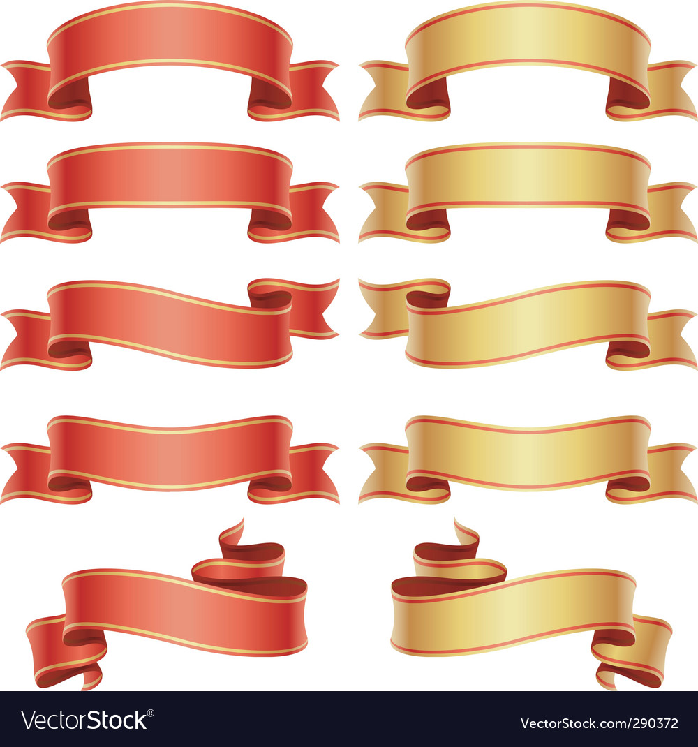 Red and golden banners set Royalty Free Vector Image