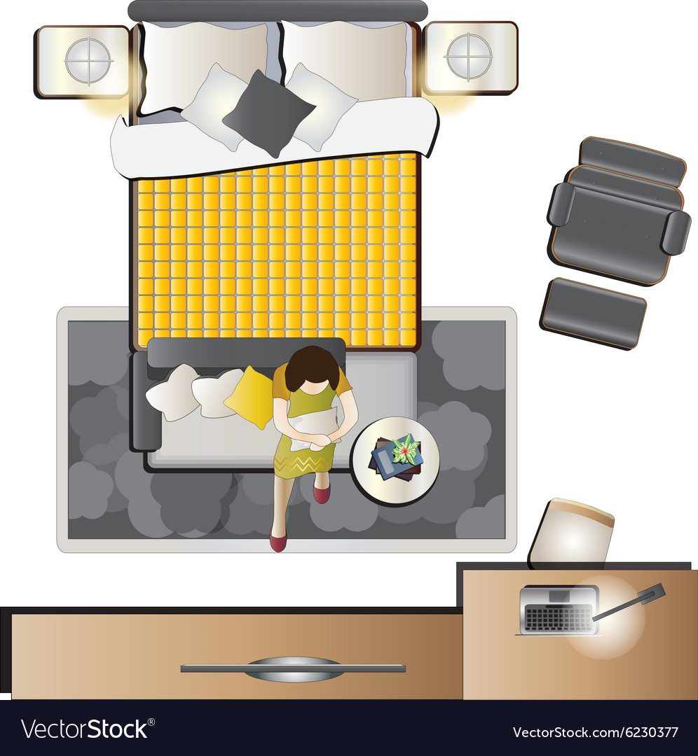 bedroom clipart top perspective