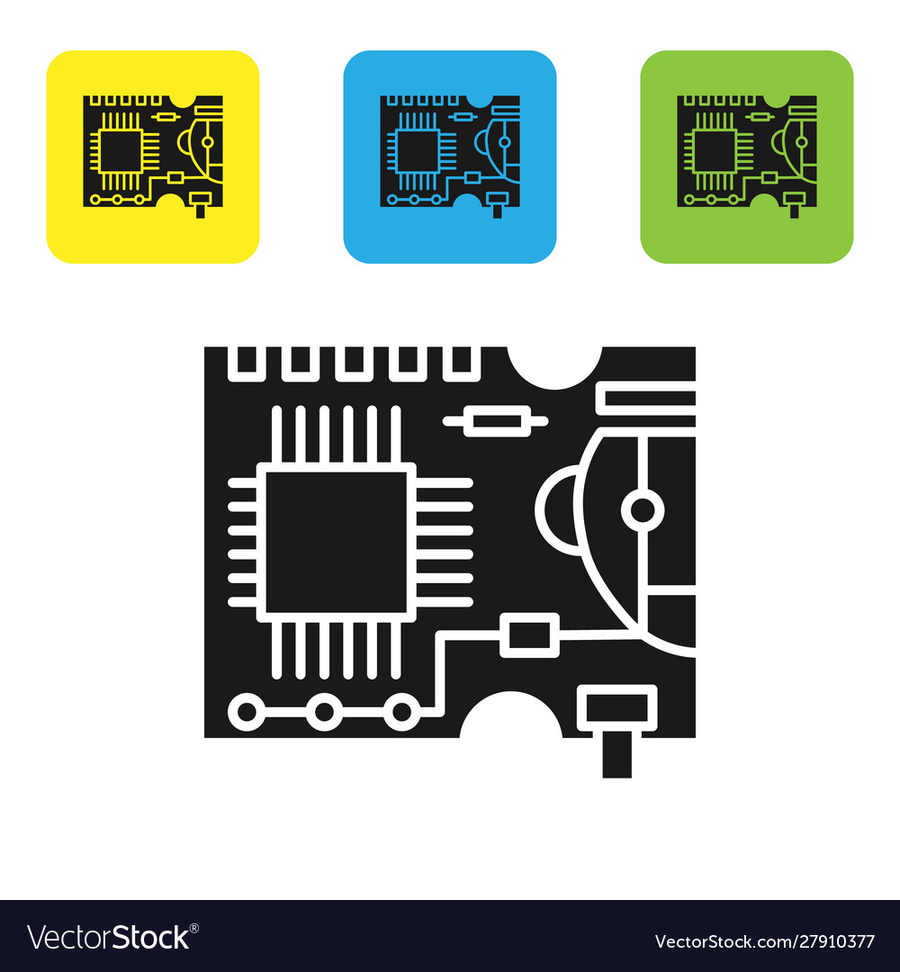 Black printed circuit board pcb icon isolated Vector Image