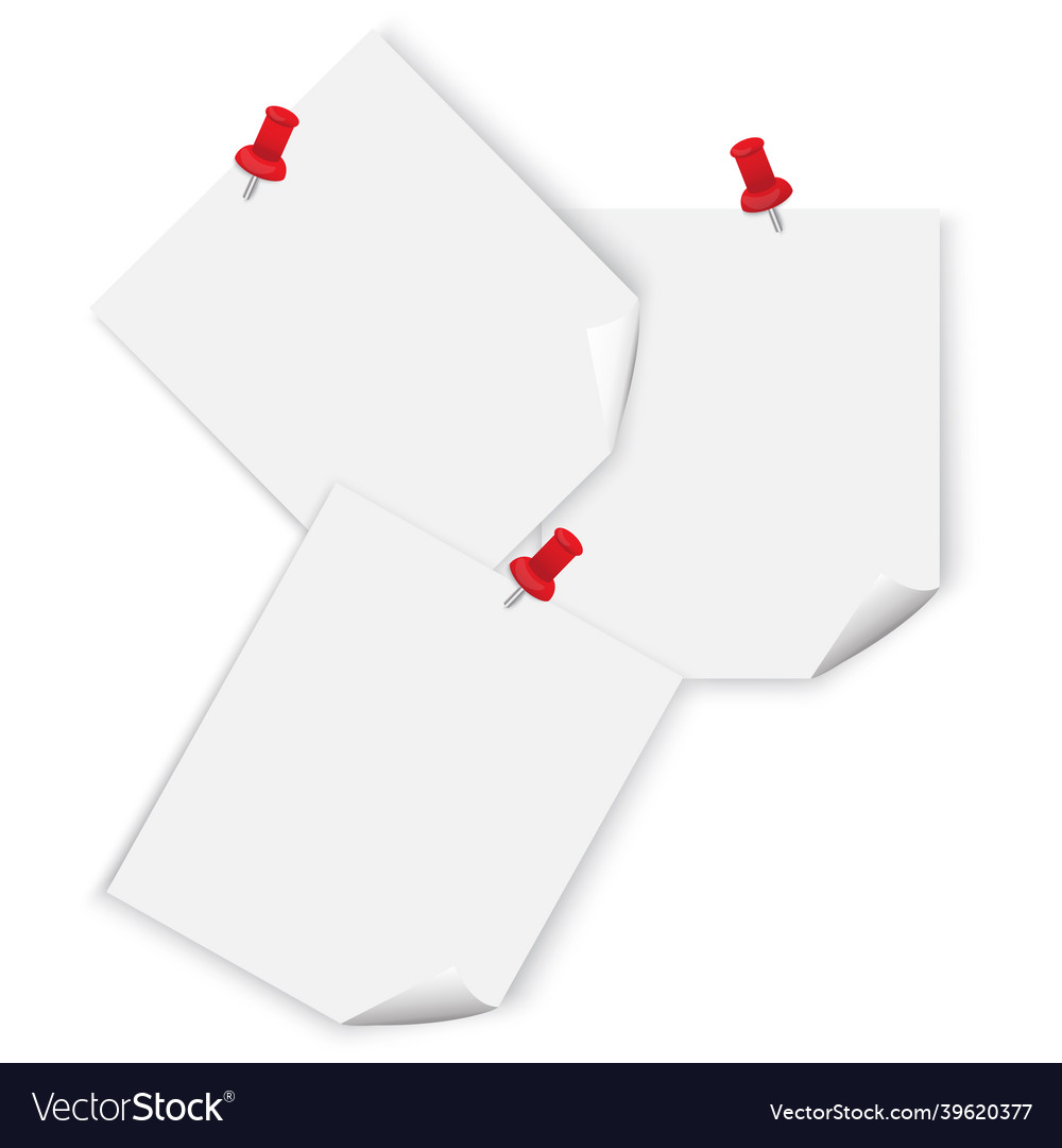 Clean paper with red drawing pin comment icon Vector Image