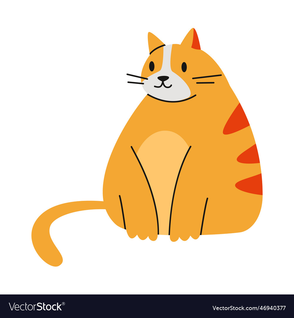 Cute chubby ginger cat cartoon style trendy Vector Image