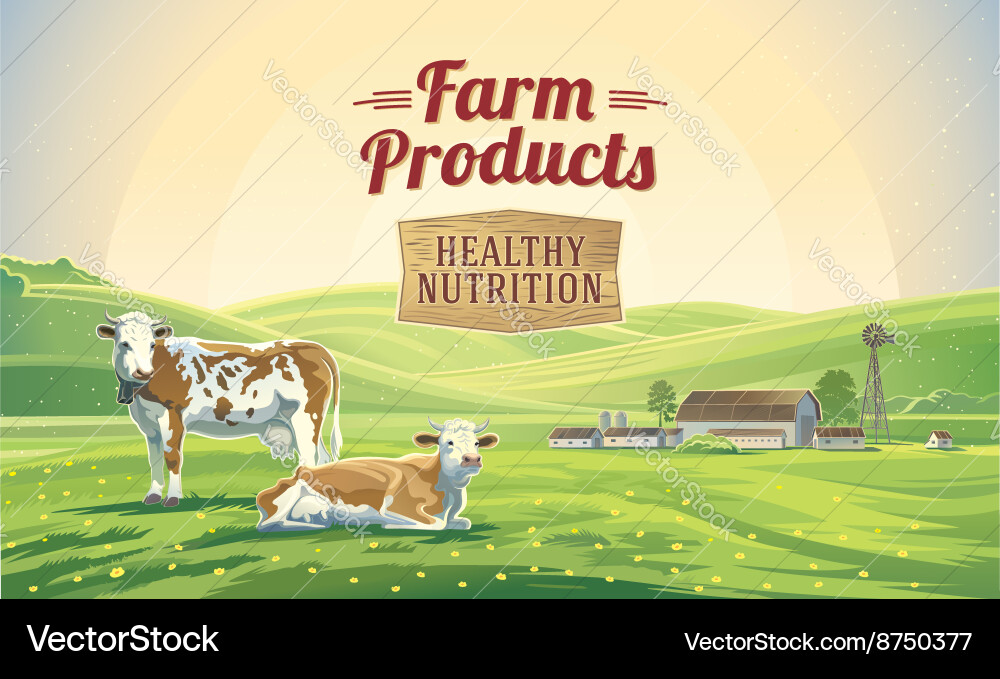 Farming landscape Royalty Free Vector Image - VectorStock