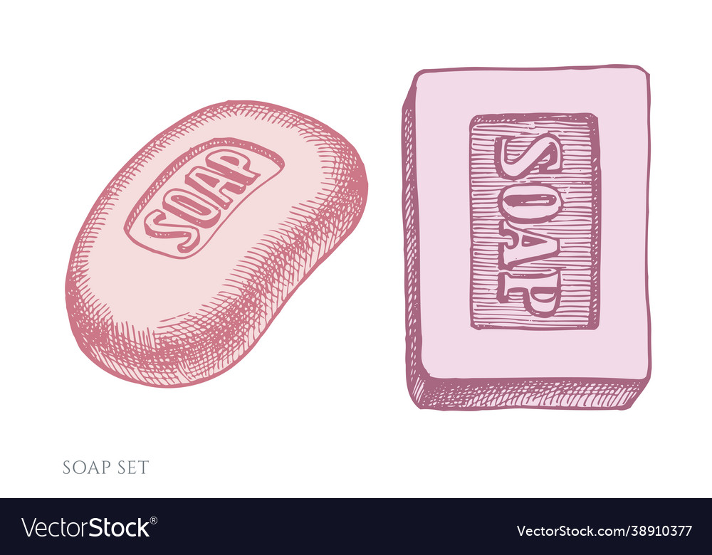 Set hand drawn pastel soap Royalty Free Vector Image