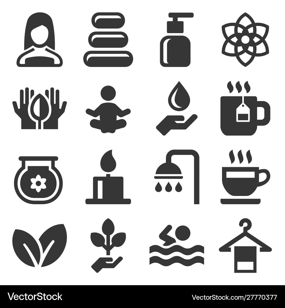 Spa icons set on white background Royalty Free Vector Image
