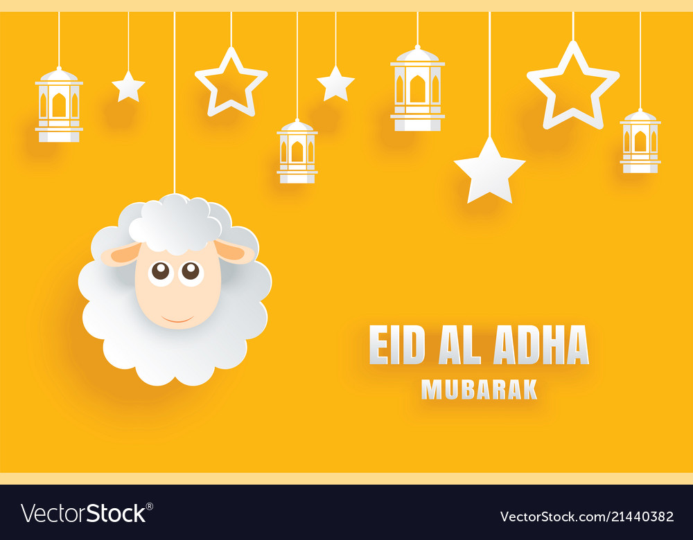 Eid al adha mubarak celebration card with sheep Vector Image