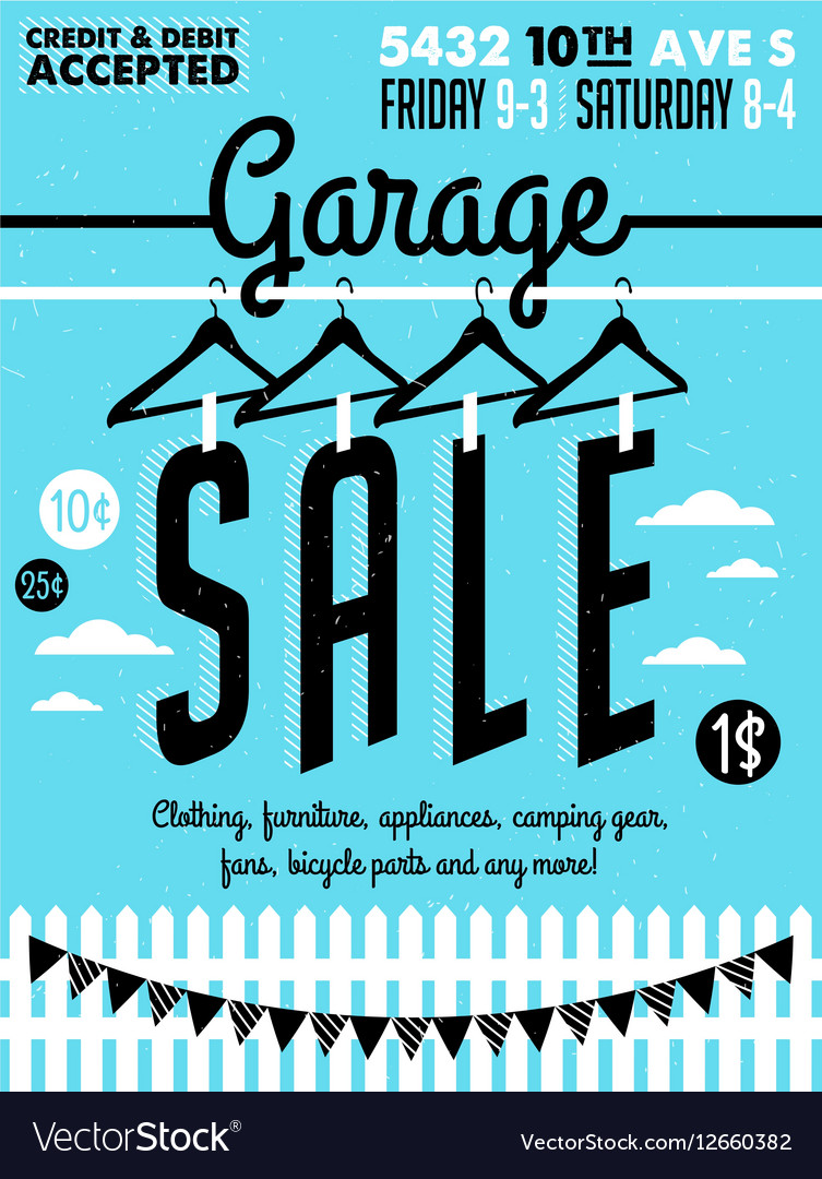 Garage Sale Poster Royalty Free Vector Image Vectorstock