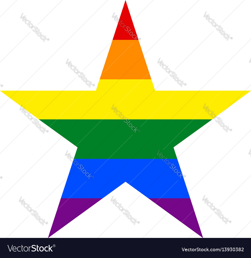 Rainbow flag in star shape Royalty Free Vector Image