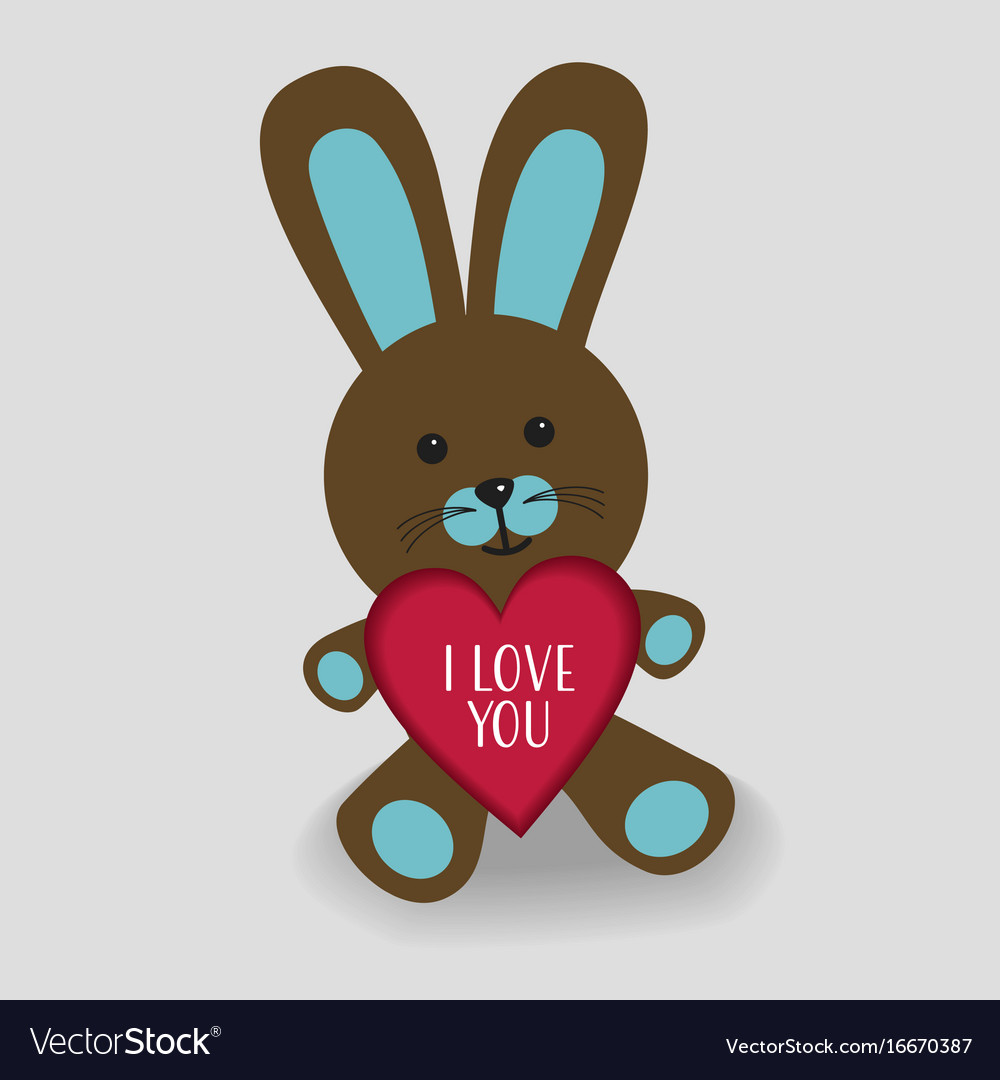 Blue bunny with heart i love you Royalty Free Vector Image