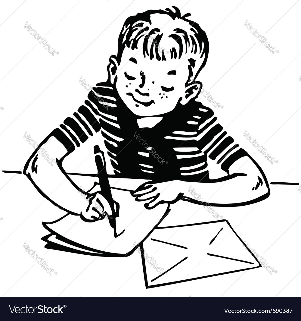 Boy writing a letter Royalty Free Vector Image