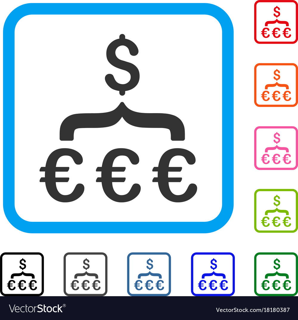 Euro dollar conversion aggregator framed icon