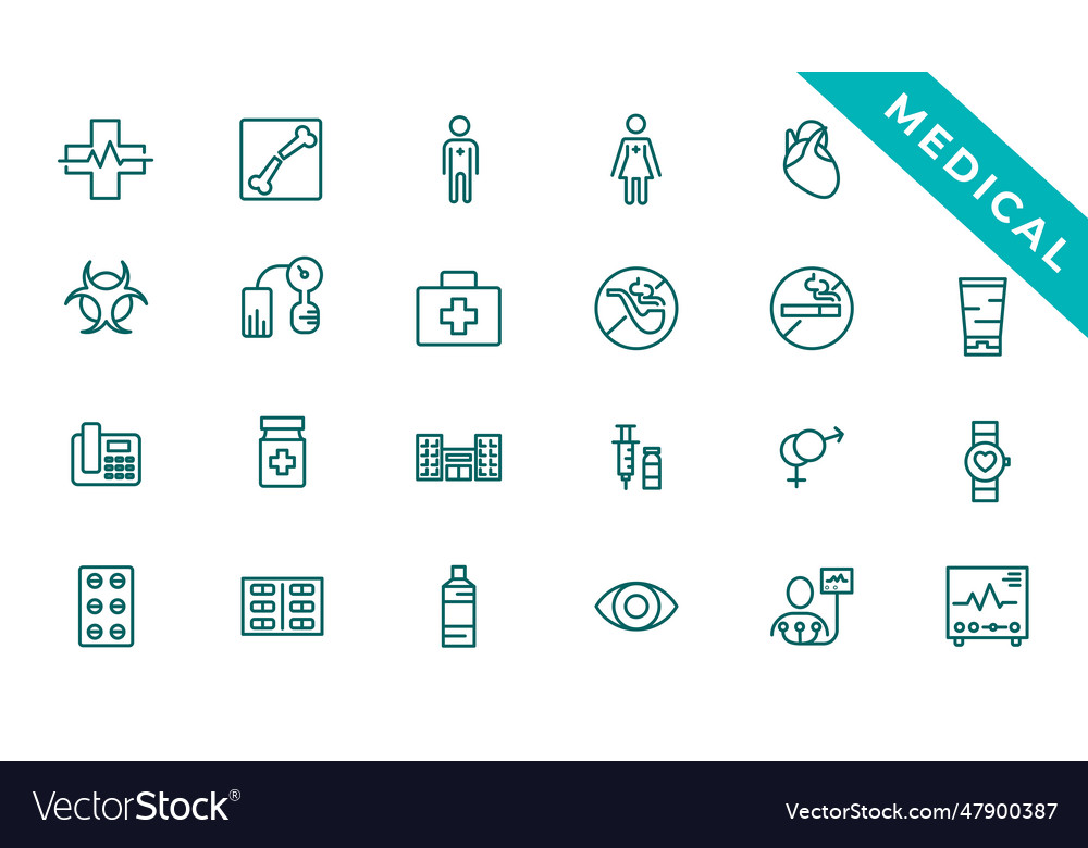 Medecine and health flat icons collection health Vector Image